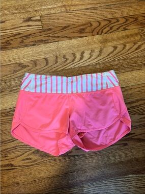 Lululemon Pink Speed Up Shorts with Striped Waistband